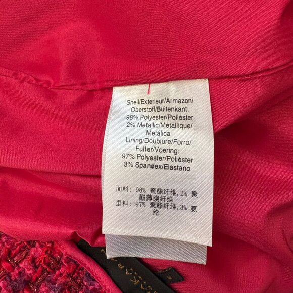 Donna Karan Bare Necessities Red Pink Purple Tweed Metallic Pencil Skirt Sz 8 - Picture 8 of 8